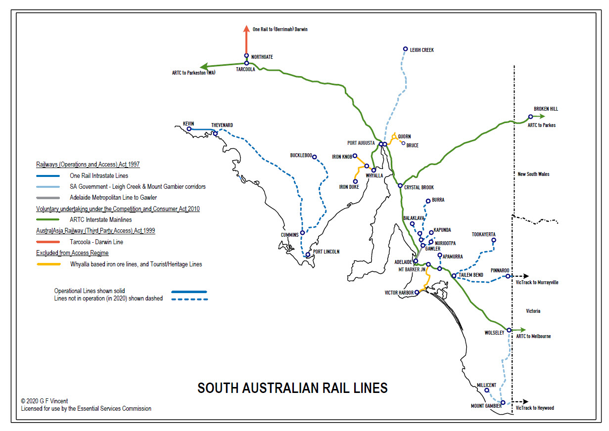 Map of SA rail lines