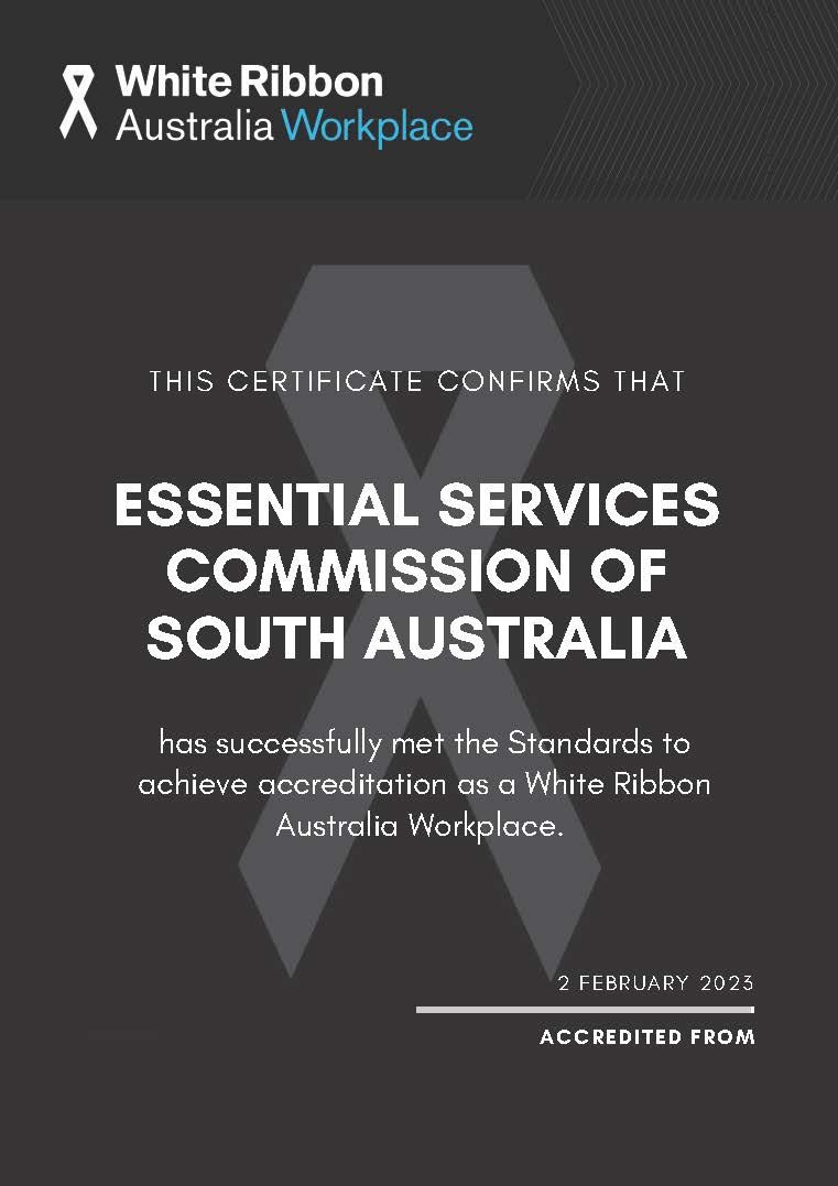 White Ribbon workplace accreditation certificate